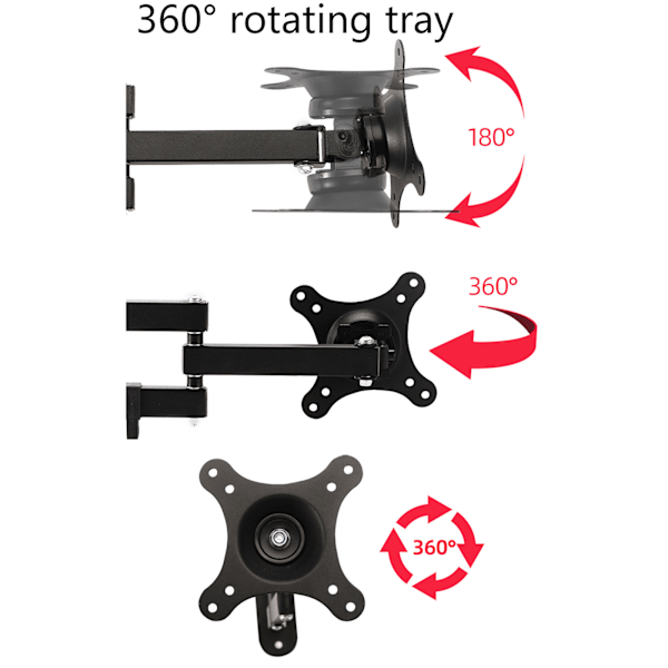 Väggfäste Svängbar 360° Rotation Full Motion Justerbar Ledat för Echo Show 15 LED LCD Monitor Väggfäste