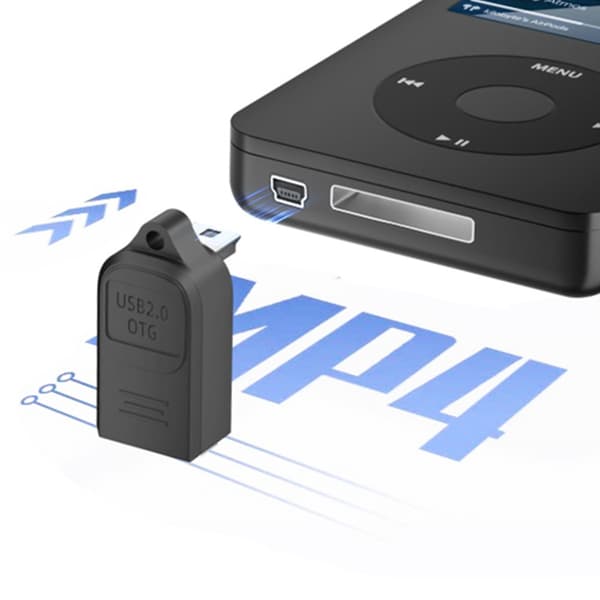 Slitesterk PVC- og metall-mini-USB til USB OTG-adapter for elektronisk enhet null - AV3 03 left bend