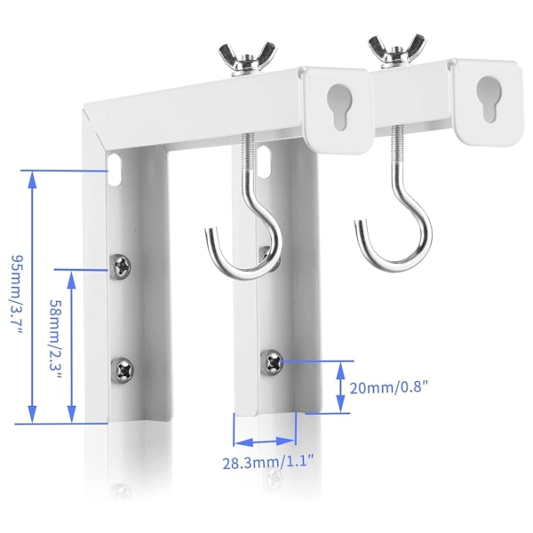 L-formade väggfästen för projektionsduk, justerbara förlängningsfästen, 20 kg kapacitet
