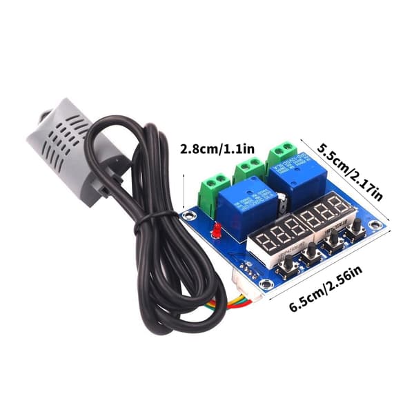 12V Dubbel Utgång Termometer Hygrometer Kontrollmodul Kort Termostatmodul Digital Temperatur Fuktighetskontroller