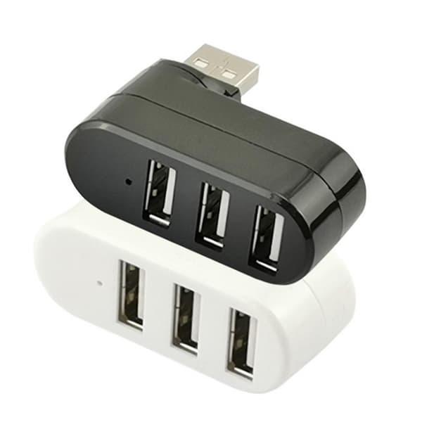 USB-huber 3 porter USB 2.0-hub Mini roterende splitteradapterhub for PC-bærbar PC Black