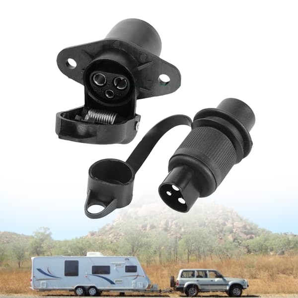 Sort ABS 3-polet elektrisk stik til campingvogne, autocampere og trailere null - Plug