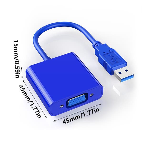 USB 3.0 - VGA-sovitinkaapeli korkean resoluution videolähtöön White