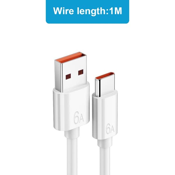 Praktisk USB C-kabel Lang Type C til USB A Ladekabel 6.0A Hurtiglading USB Type-C 1m