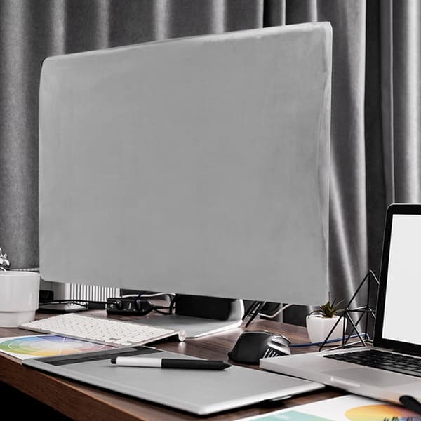 Støvdeksel for skjerm, hjemme-PC, stasjonær datamaskin, LCD-skjerm Gray