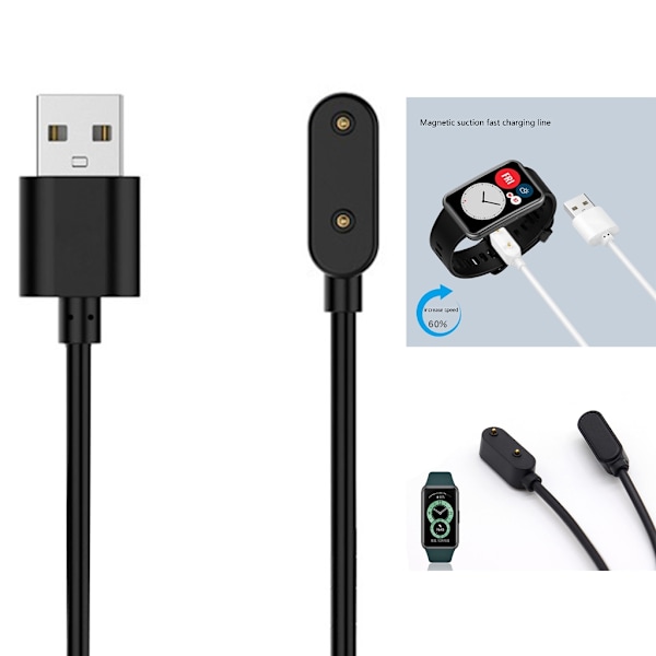 1M USB 2-polig snabbladdningsdocka för Huawei Band 7 6 /Watch Fit /Honor Band