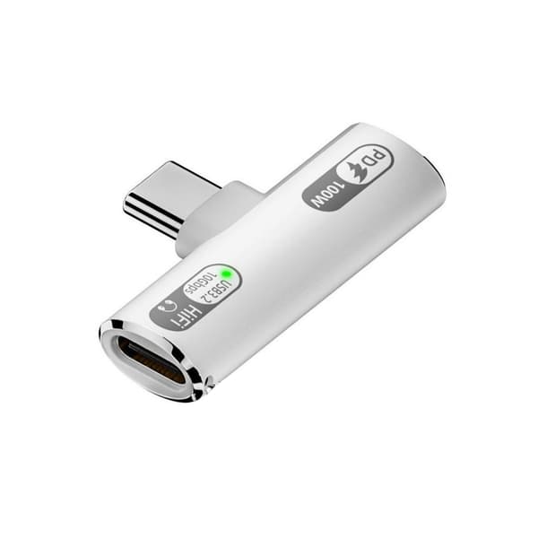USB C til hodetelefonadapter PD100W lading multifunksjon for telefon 15 Grey
