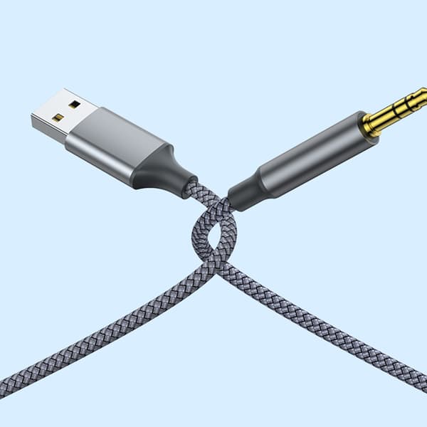 3,5 mm han AUX lydstik til USB han USB til Aux kabel USB lydkabeladapter Black