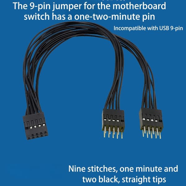 Bundkort Splitter Kabel Switch Adapter Til PC Strøm Reset Forlængerkabel 9Pin Hun Til 2 Port Han Switch Black