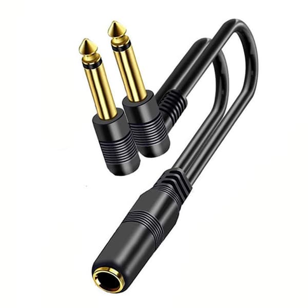 Premium Y-formad 6,35 mm TRS Splitterkabel Guldpläterade Kontakter 6,35 mm Kabel För Gitarrförstärkare Studioenheter null - Elbow head