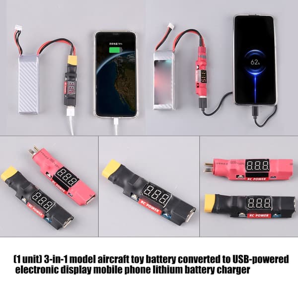 Lett ABS-dronebatterilader USB-utladningsindikator Sikkerhetsbeskyttelse XT60s version