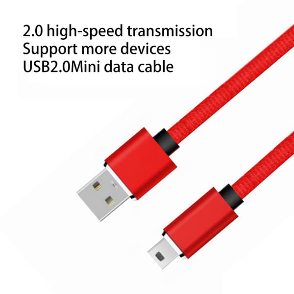Mini USB-kabel Mini USB til USB Hurtig dataopladerkabel til MP3 MP4-afspiller Bil DVR GPS Digitalkamera 1M Mini USB Red