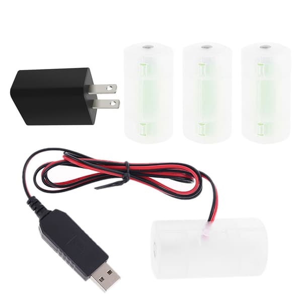 1.5V 3V 4.5V 6V LR20 D Celle Batteri Eliminator med US Stik USB Strømadapter 2m Kabel Erstat 1 til 4 stk D Størrelse Batteri US Plug