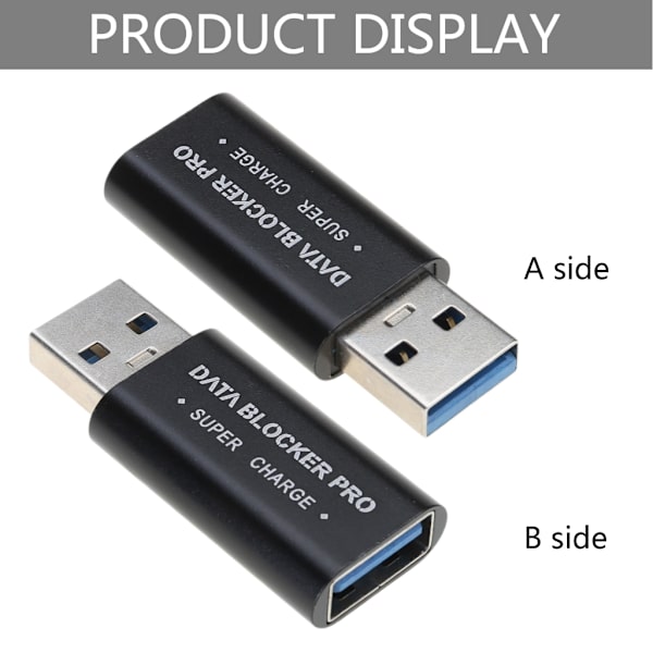 USB-datablockering snabbladdningsadapter för säker datatransfer och stöldskydd