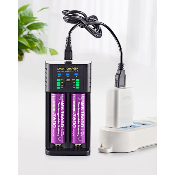 USB 3.6/3.7V Laddningsadapter för 10400/14500/14650/16340/18650 Li-ion Batterier