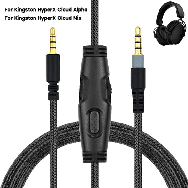 Skjøteledning for headset Audio Aux-kabel for HyperX Cloud Gaming Headset Erstatningskabel Pålitelig ytelse Kvalitet null - With switch
