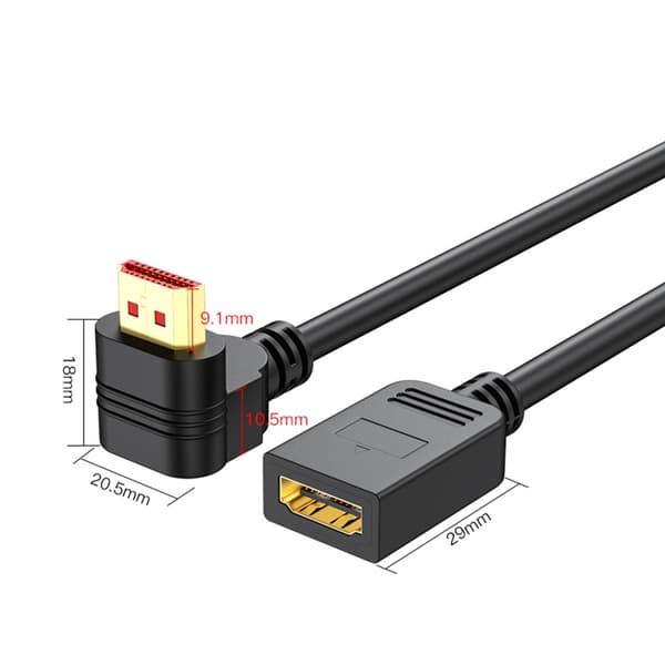 Snabb HDTV-videokabel hane till hona förlängningskabel stöder 4K60hz 2K 50cm down bend