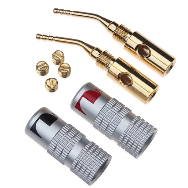 4-pack ljudjackkontakt 2mm guldpläterade bananpluggar video högtalaradapter