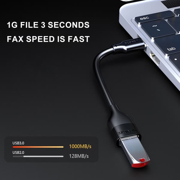 USB C Han til USB3.0 Hun Adapterkabel 5V3A 5Gbps til Smartphones og Laptops 25cm Fold in half 41mm