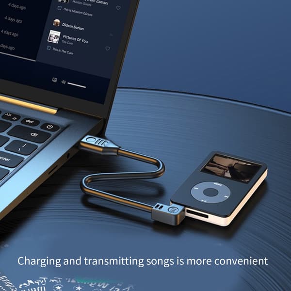 USB2.0 Han til Mini USB Han Stik Forlængerledning Dataoverførselslinje til MP3 1m - Left