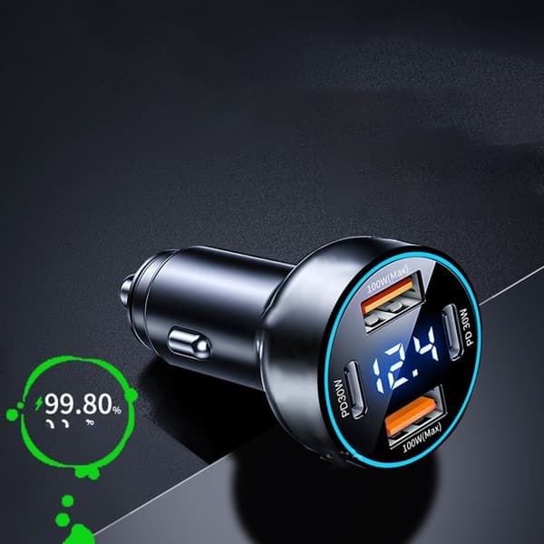 USB 100W PD30W Biloplader med digitalt display til smartphones og tablets USB PD DC5521