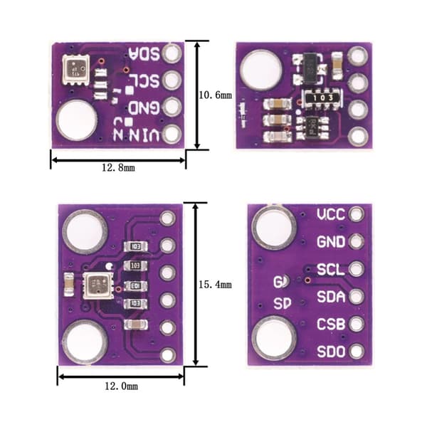 BME280 digitale sensormodul for innsamling av temperatur-, fuktighets- og trykkdata Single hole BME280