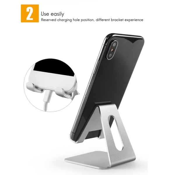 Universell aluminium bordsstativ för mobiltelefoner, hållare, stativ, mobiltelefon, surfplatta, stabil, antideformerad, 1 st Black