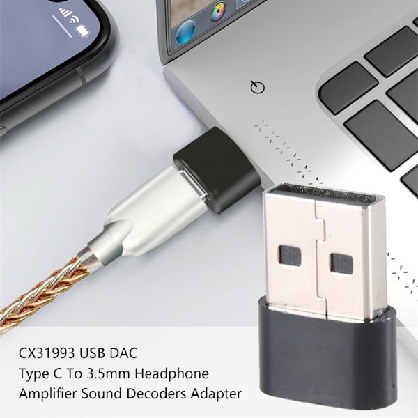 Uppgraderad Digital Ljudförstärkare CX31993 MAX97220 Chip Typ C 3,5 mm AMP HiFi-adapter 32-bitars/384 kHz Hörlurs-DAC-adapter