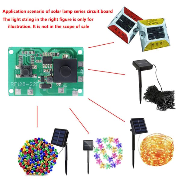 1,2V solcellelyskontrollkort med bryter og 8 moduser for DIY-prosjekter 3pcs