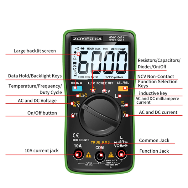 Pålitlig induktansmätare Automatisk 60H-mätning Anti-buring Multimeter ABS standard 60H inductance sensor