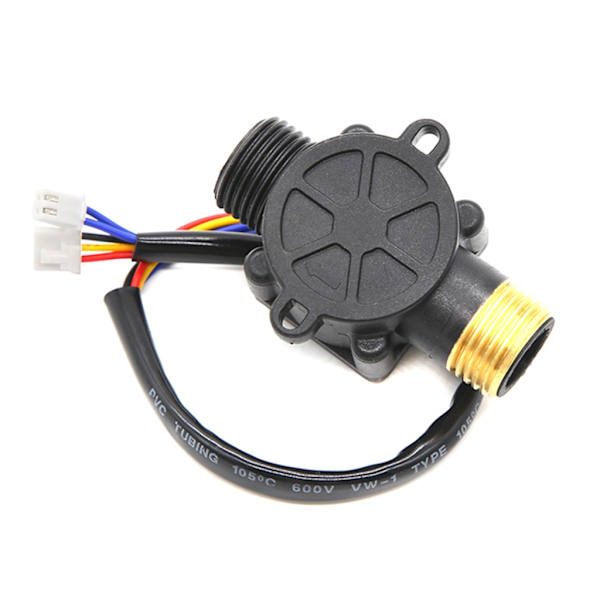 Hall-effektsensor för vattenflöde, flödesmätare med räknare, G1/2 hanegänga, mässing, 1-30L/min