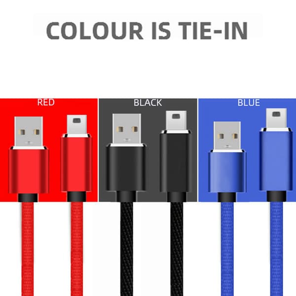 Mini USB-kabel Mini USB til USB Hurtig dataopladerkabel til MP3 MP4-afspiller Bil DVR GPS Digitalkamera 1M Mini USB Red