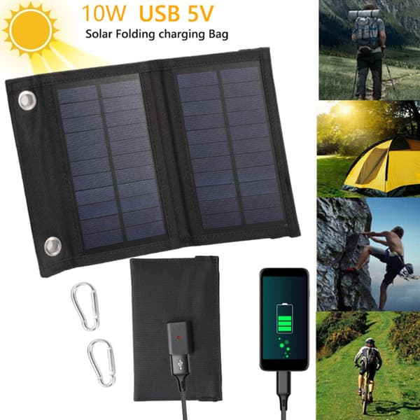 Solpaneloplader 10W Soloplader Sammenfoldeligt Solpanel til Udendørs Camping