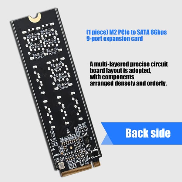 9-ports SATA3.0 6Gbps udvidelseskort til M.2 PCIe-forbindelse til datacentre