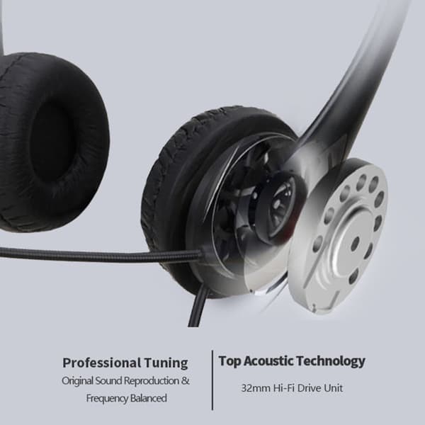USB 3.5mm Headset Støyreduserende USB-hodetelefoner med mikrofon for datamaskin null - 3.5mm