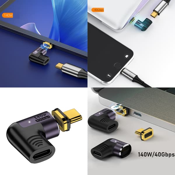 Type-C USB-C-konverter 40 Gbps hurtig transmissionsadapter USB 4.0 PD140W magnetisk