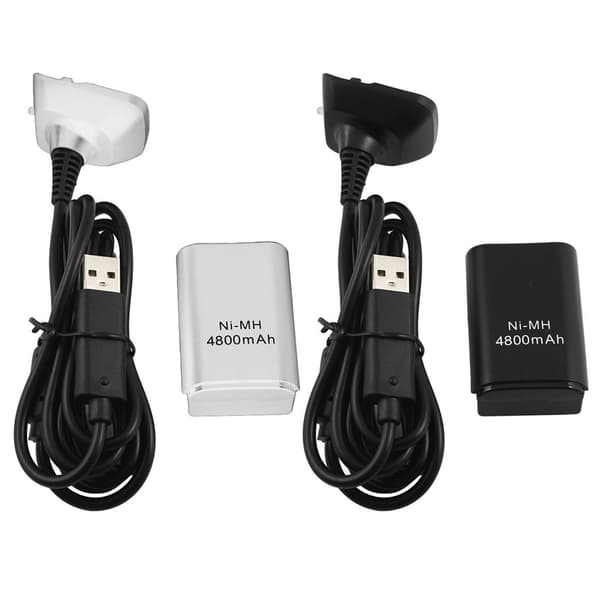 Genopladelig Controller Batteripakke, 4800mAh Kapacitet, Gamepad Opladningssæt til Controller til med USB Oplader C Black