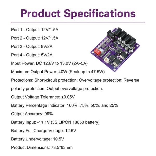 Strømmodul 40W Batteriladebrett 12.6V Avbruddsfri Strømforsyningskort
