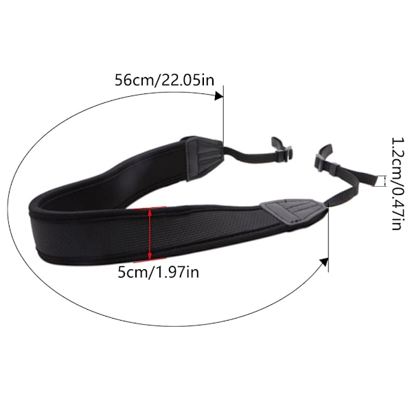 Universal SLR-kamerarem, justerbar nackrem, högelastiskt skum, 56 cm total längd, slingrem