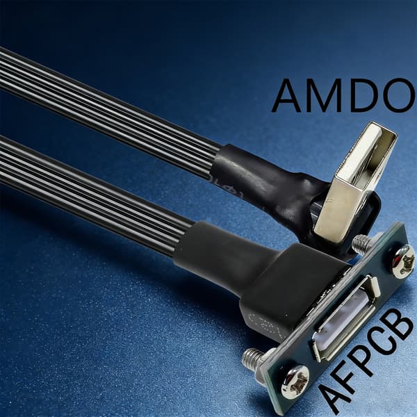 Rettvinklet/rett USB 2.0 skjøtekabel panelmontering for plassbesparende oppsett 3m - ST