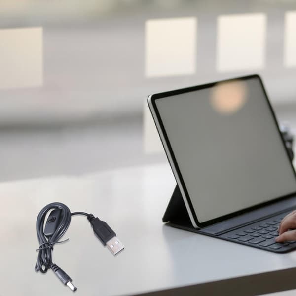 USB til 5.5x2.1mm Ladekabel med Bryterknapp Støtte 5V3A Lading