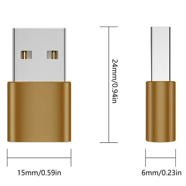 Mann til kvinne-kontakter Konverteringsadapter Støtter lading USB til Type C Gold