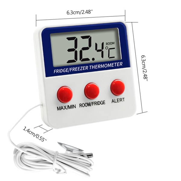 Kyl- och frys termometer Klassisk kyltermometer Max/Min-registreringsfunktion LCD