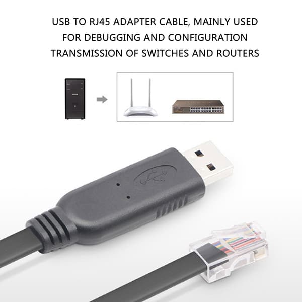 Bærbart USB til RJ45 konsolkabel for nem tilslutning og fejlfinding 5m