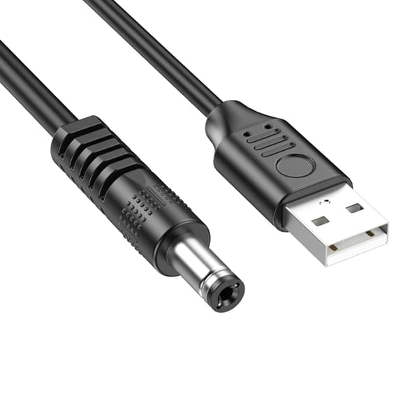 MultiLength USB til DC5V opladningskabel til bærbare enheder 5V3A opladningskabel 2m - 5.5x2.5mm