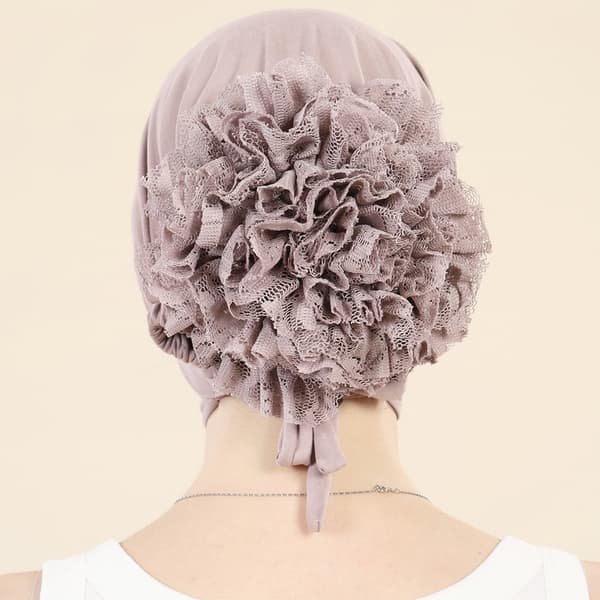 Muslimsk blomsterhijab stilig lue turban hodeplagg for kvinner elastisk hårsjal multifunksjonelt hodeplagg Black