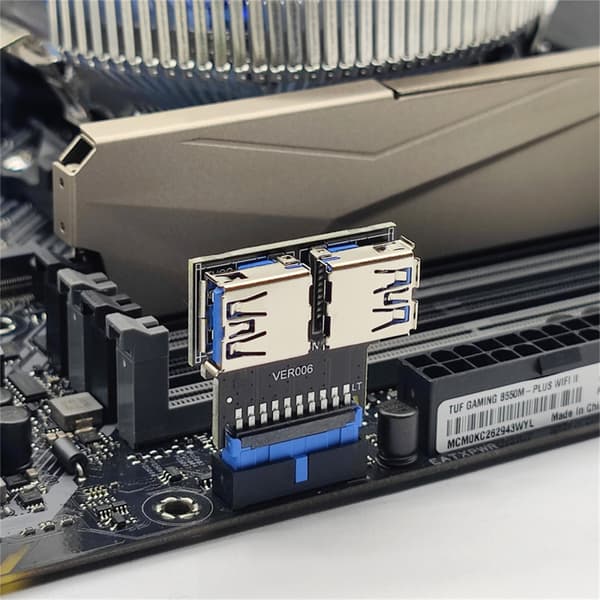 USB Adapter HUB Header 19Pin til USB Connector 2 Port USB3.0 Konverter Board PC null - A