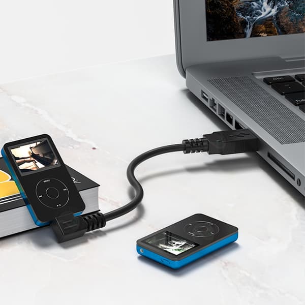 USB-A til Mini USB-kabel for lading og dataoverføringskabel for kameraer, Mini USB-enheter USB-forlengerkabel 25cm - Right