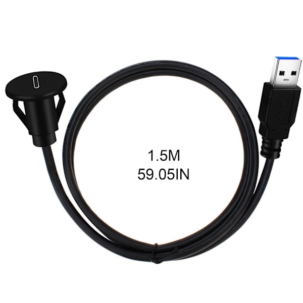 USB 3.0 Han till Typ-C Hon Flush Mount Panel Kabel för Bil Båt Instrumentbräda