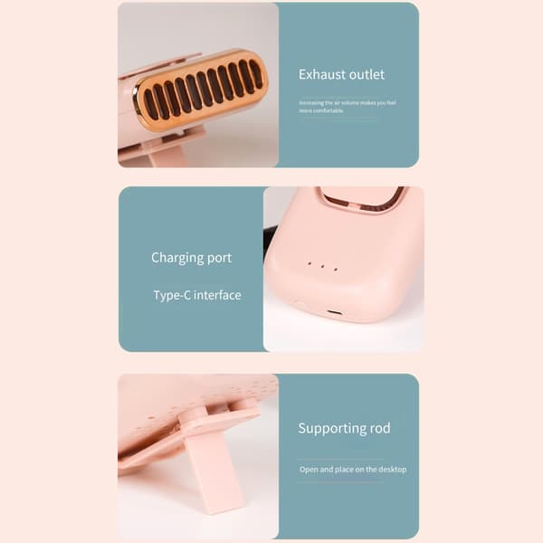 Halsbandsfläkt med iskompressfunktion och lång batteritid Pink